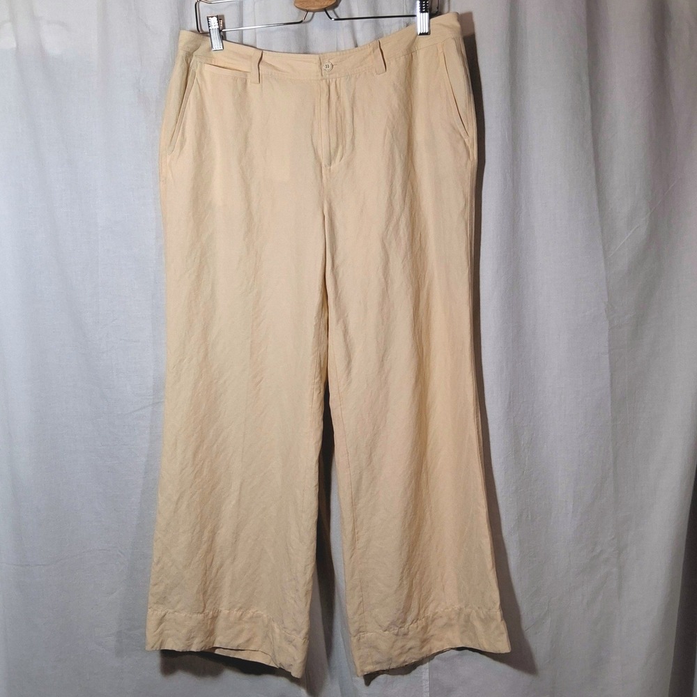 Lauren Ralph Lauren Wide Leg Pants Womens 12P Silk Linen Blend